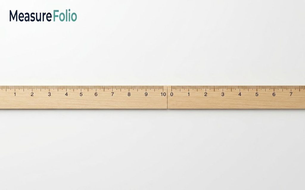 Two wooden rulers laid end-to-end against a white background, one numbered up to 10 and the other up to 8.